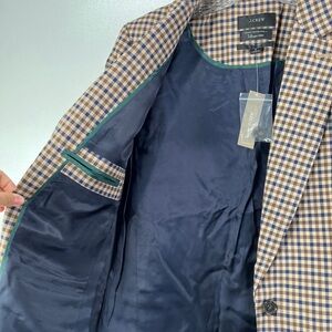 ‼️ NWT! J.Crew Alfie Blazer in Brown/Navy Check / Size 24 ‼️